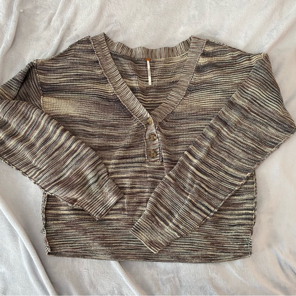 Free People Mercury front buttons Henley sweater